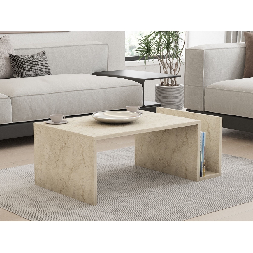 Mesa de centro MONEL con acabado en mármol beige