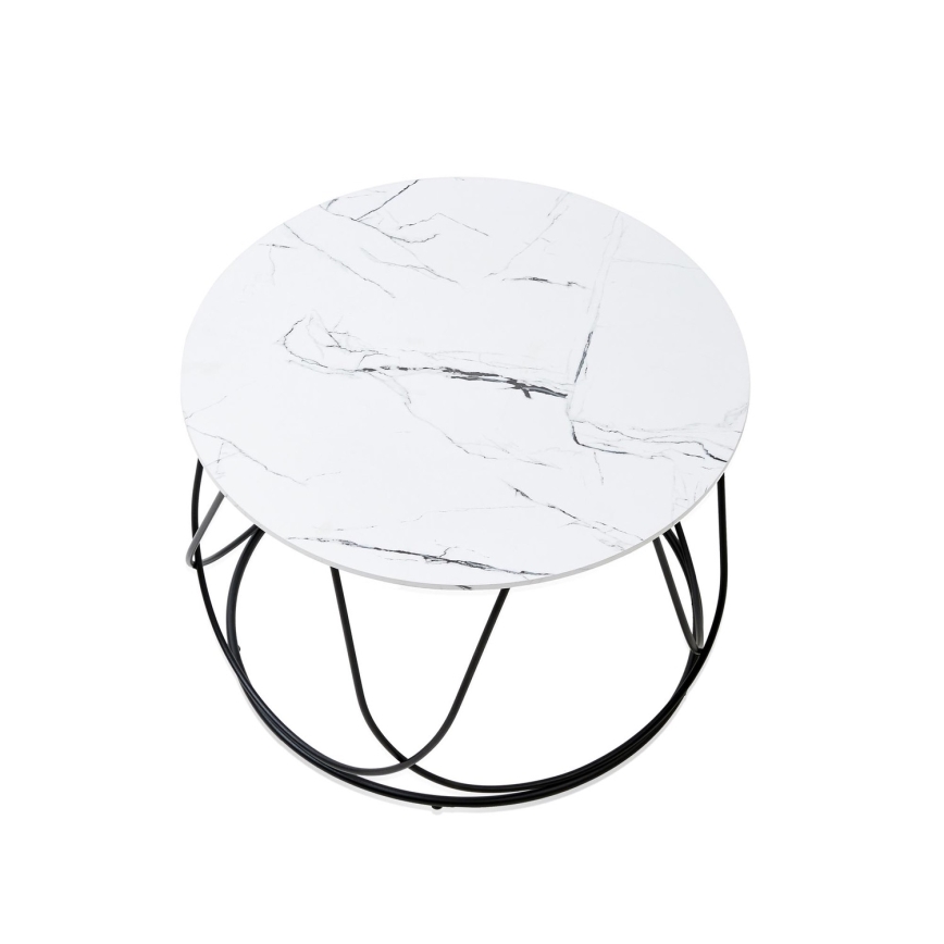 Mesa de centro NUBIRA 41x60 cm negro/decoración de mármol