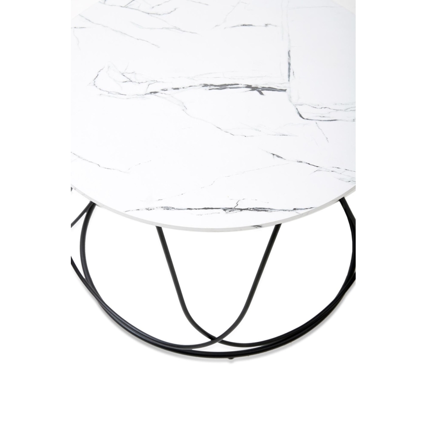 Mesa de centro NUBIRA 41x60 cm negro/decoración de mármol
