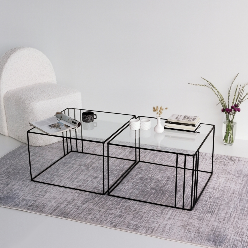 Mesa de centro OUTLINE 36x55 cm negro/transparente