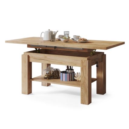 Mesa de centro plegable con estante ADONIS roble