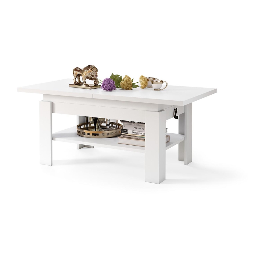 Mesa de centro plegable con tablero elevable ROY blanco
