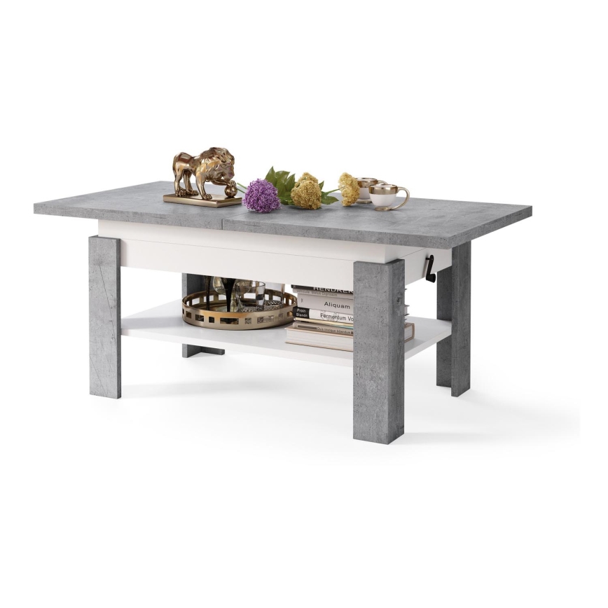 Mesa de centro plegable con tablero elevable ROY gris/blanco