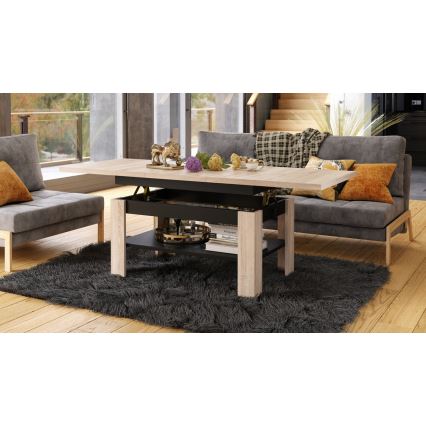 Mesa de centro plegable con tablero elevable ROY roble sonoma/negro