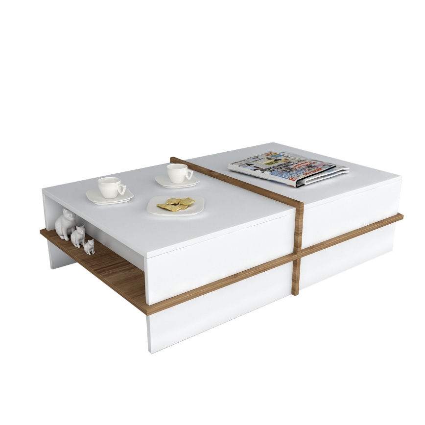 Mesa de centro PLUS 35x90 cm marrón/blanco