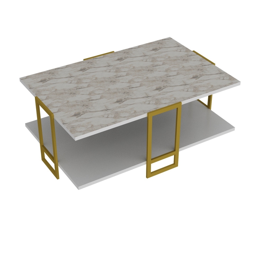 Mesa de centro POLKA 36,6x91,5 cm dorado/blanco