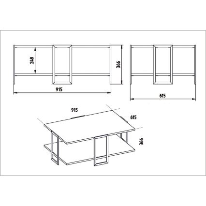 Mesa de centro POLKA 36,6x91,5 cm dorado/blanco