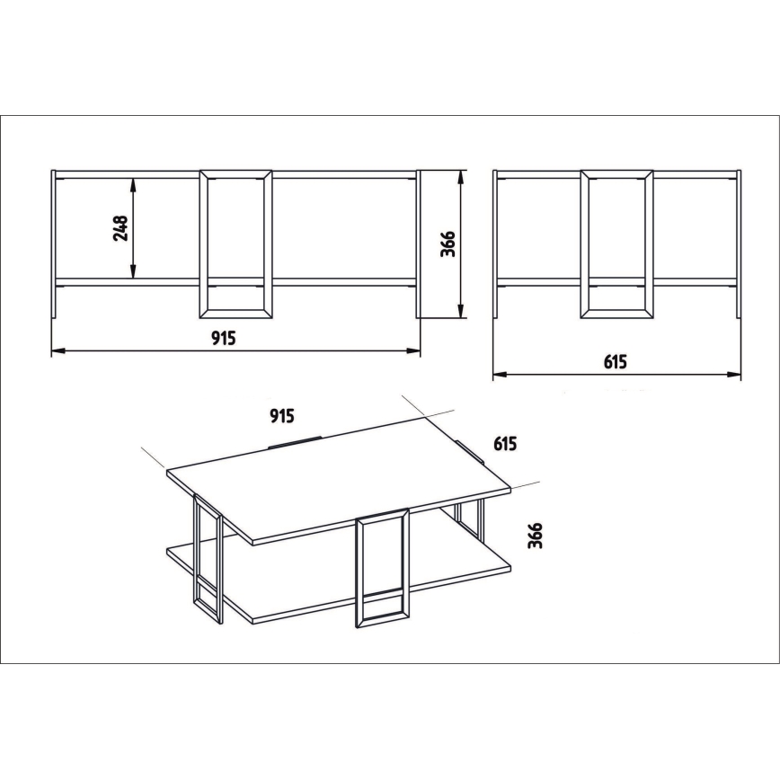 Mesa de centro POLKA 36,6x91,5 cm dorado/blanco