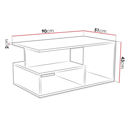 Mesa de centro PRIMA 43x90 cm blanco