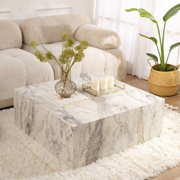 Mesa de centro PRIZMA 35x90 cm, acabado efecto mármol