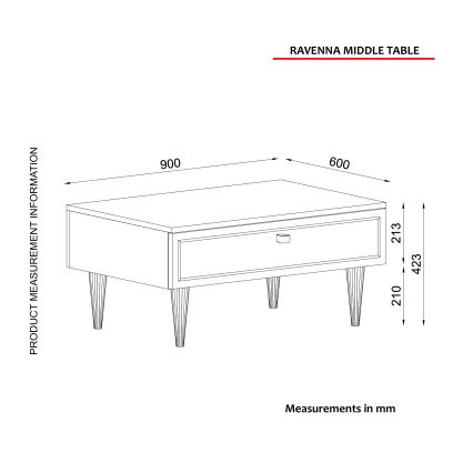 Mesa de centro RAVENNA 60x90 cm blanco