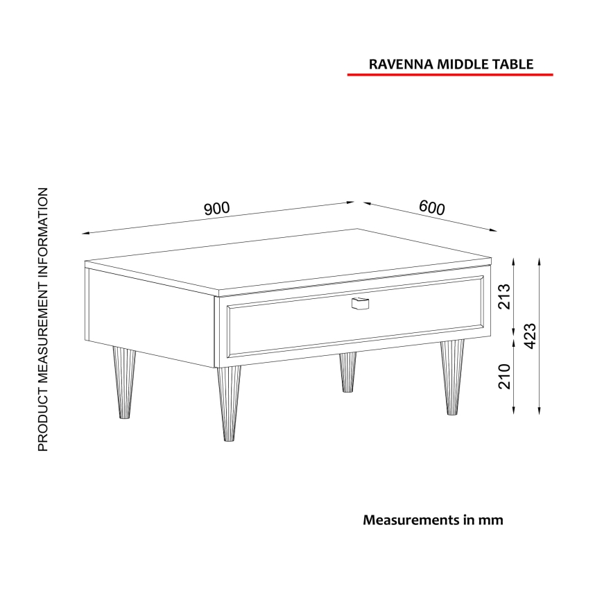 Mesa de centro RAVENNA 60x90 cm blanco