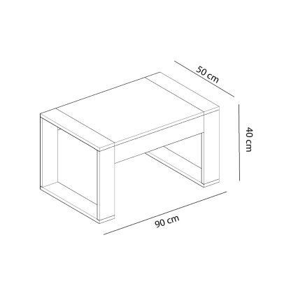 Mesa de centro RETRO 40x90 cm blanco/beige