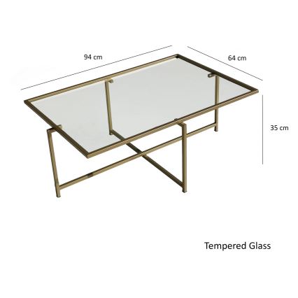 Mesa de centro SOL 35x94 cm dorado/transparente