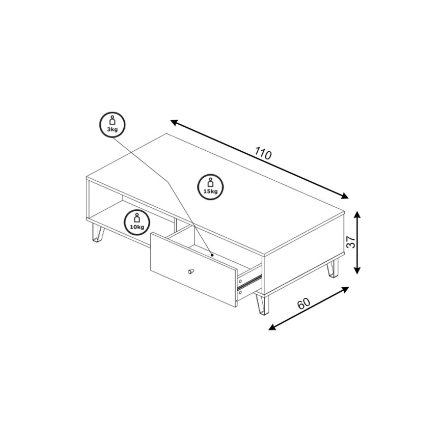 Mesa de centro SULA roble craft/negro