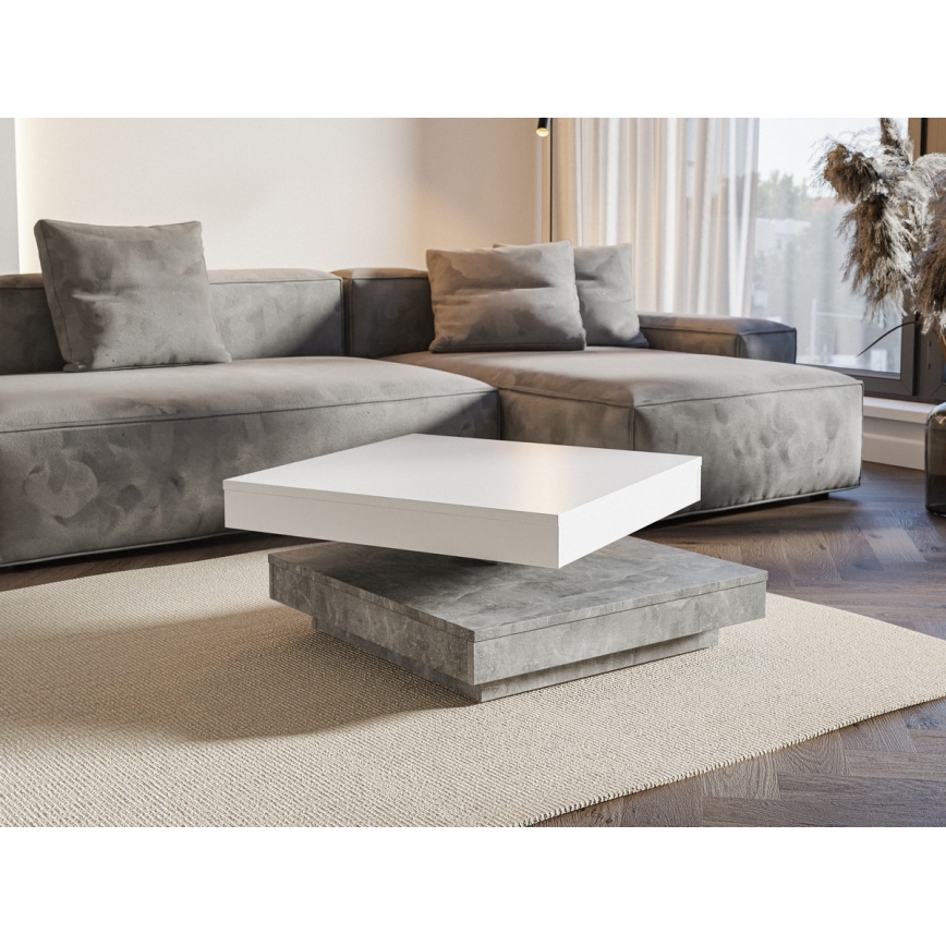 Mesa de centro TIMO blanco/gris hormigón