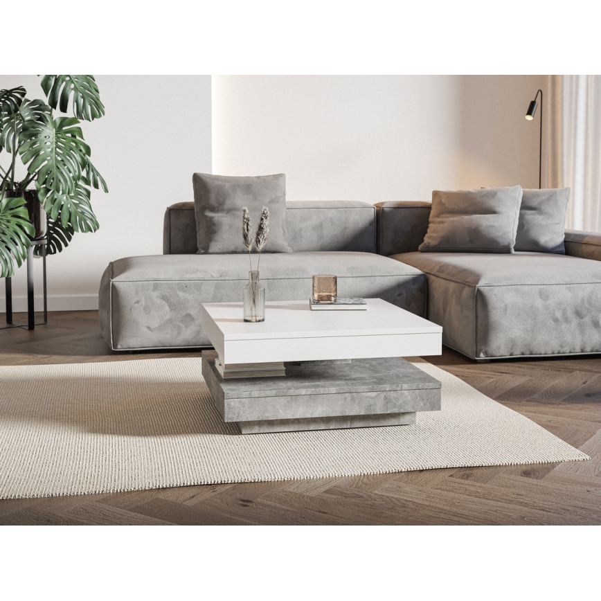 Mesa de centro TIMO blanco/gris hormigón