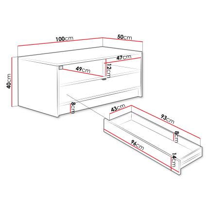 Mesa de centro TIRENO 40x100 cm blanca