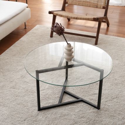 Mesa de centro TRIO 42x75 cm transparente/negro