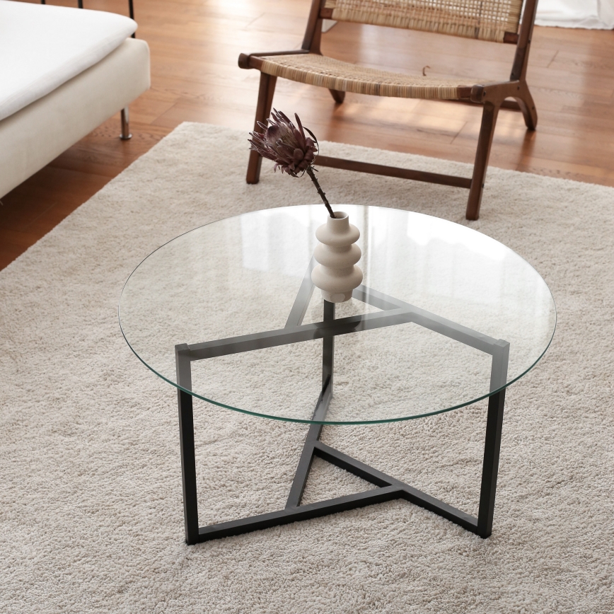 Mesa de centro TRIO 42x75 cm transparente/negro