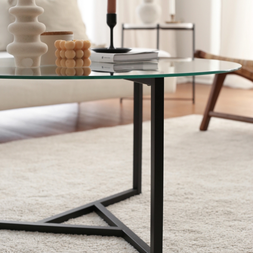 Mesa de centro TRIO 42x75 cm transparente/negro