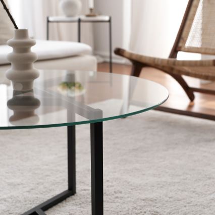 Mesa de centro TRIO 42x75 cm transparente/negro