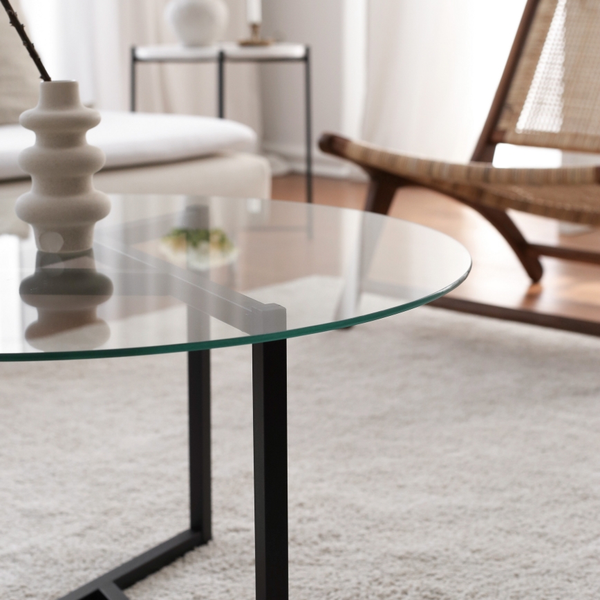 Mesa de centro TRIO 42x75 cm transparente/negro