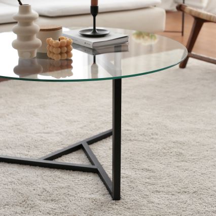 Mesa de centro TRIO 42x75 cm transparente/negro