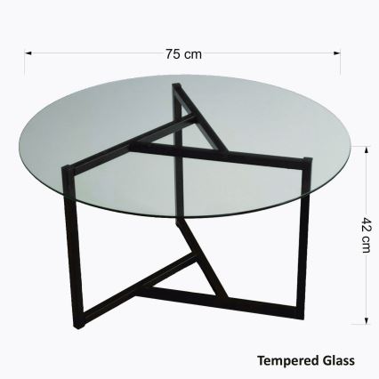 Mesa de centro TRIO 42x75 cm transparente/negro