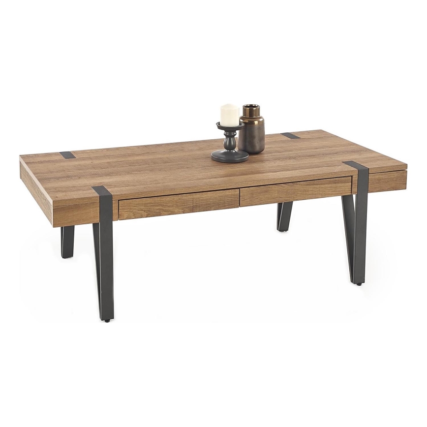 Mesa de centro TULUZA 41x120 cm dorado nogal/negro