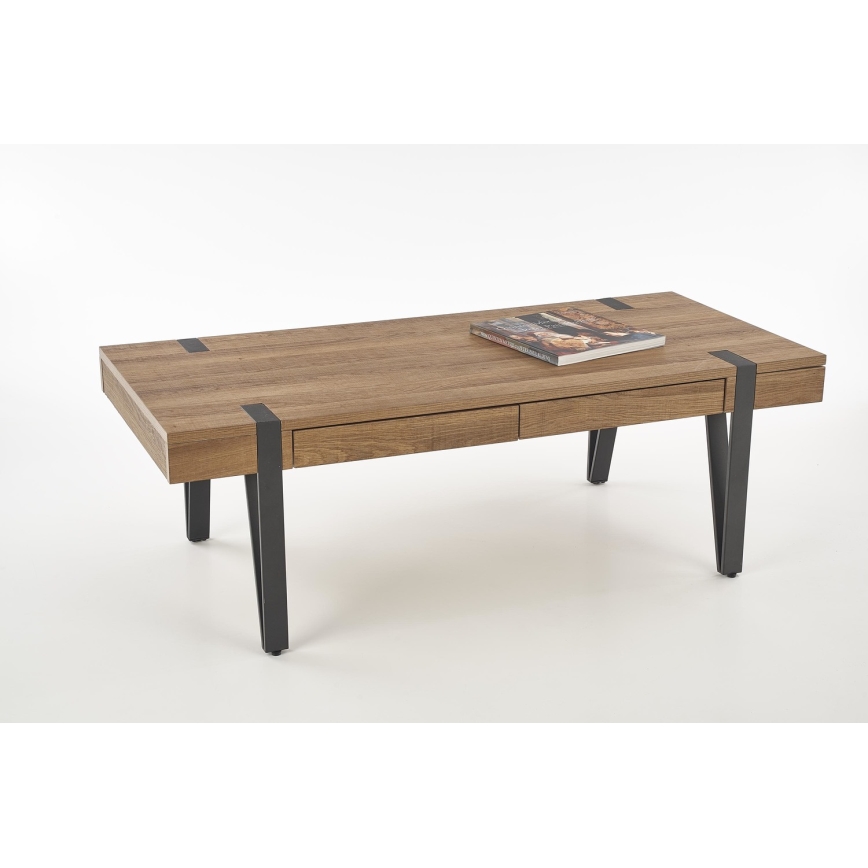 Mesa de centro TULUZA 41x120 cm dorado nogal/negro