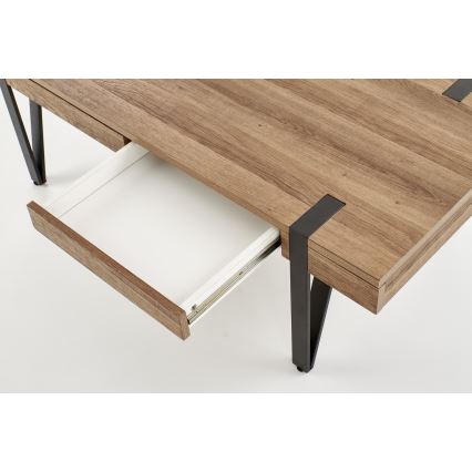 Mesa de centro TULUZA 41x120 cm dorado nogal/negro