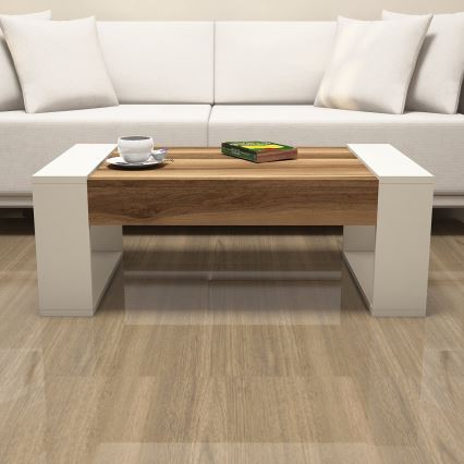 Mesa de centro VENUS 38x102 cm crema/marrón