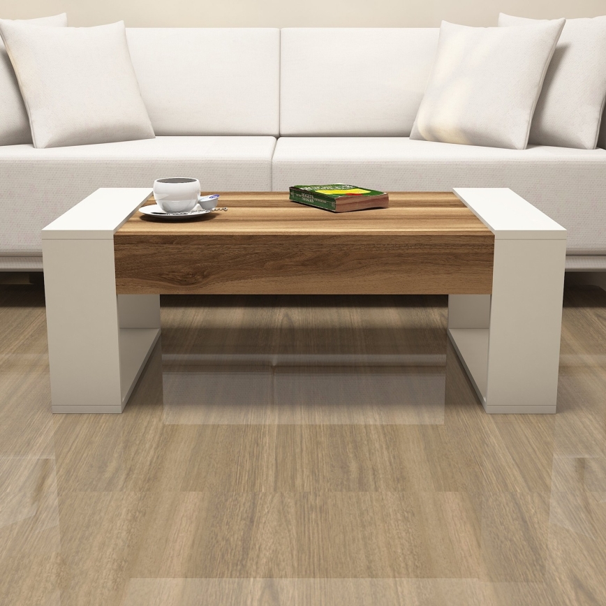 Mesa de centro VENUS 38x102 cm crema/marrón