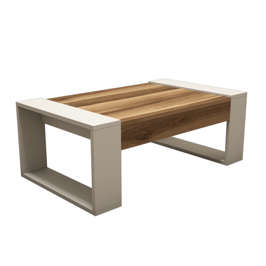 Mesa de centro VENUS 38x102 cm crema/marrón