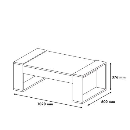 Mesa de centro VENUS 38x102 cm crema/marrón