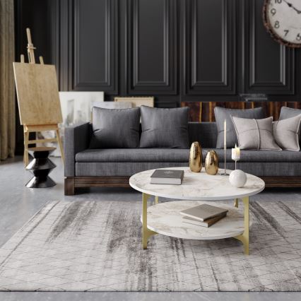 Mesa de centro VERSY 37x90 cm blanco/dorado