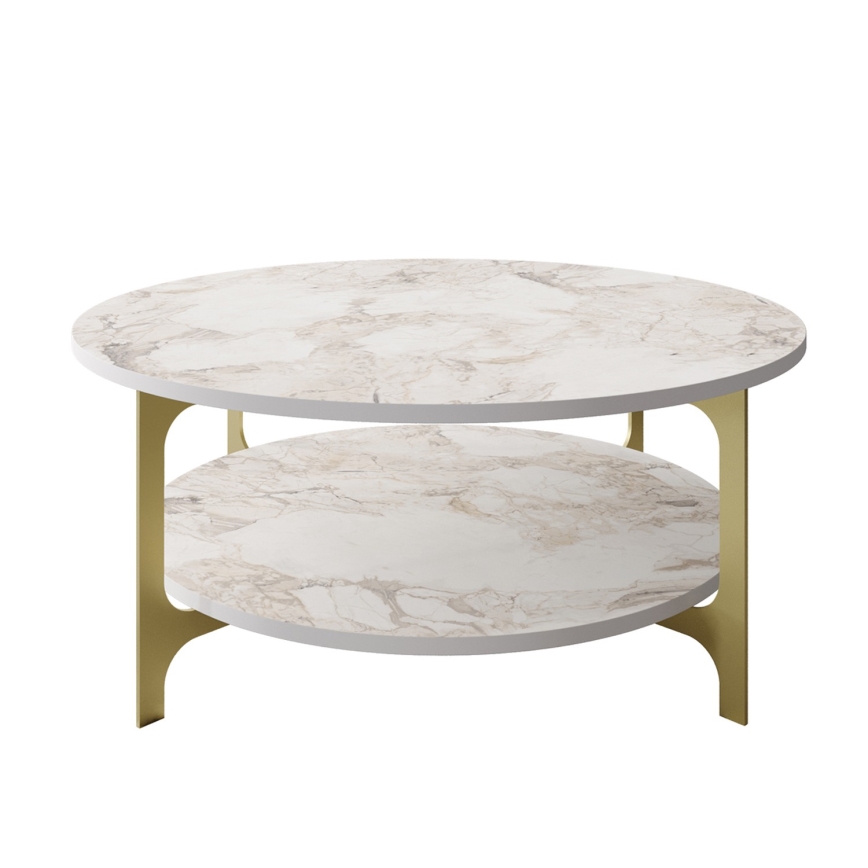 Mesa de centro VERSY 37x90 cm blanco/dorado