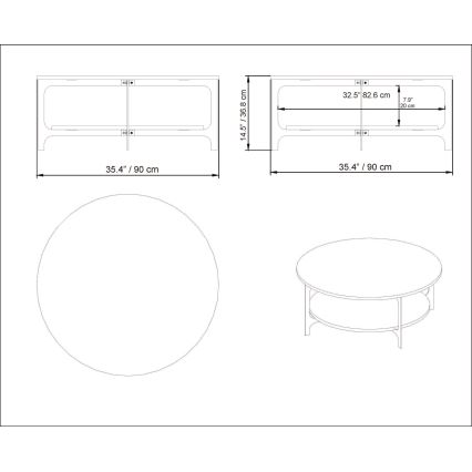 Mesa de centro VERSY 37x90 cm blanco/dorado
