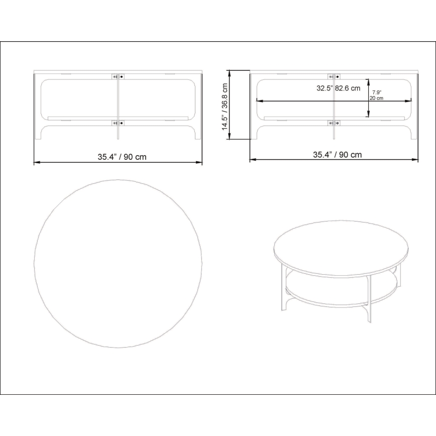 Mesa de centro VERSY 37x90 cm blanco/dorado