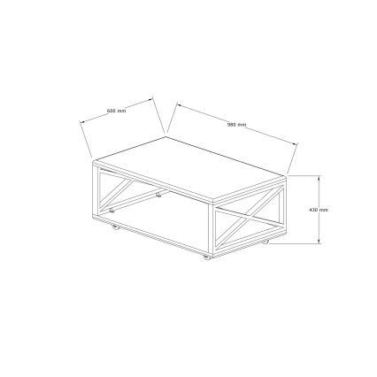 Mesa de centro YUSO 42,5x98 cm pino
