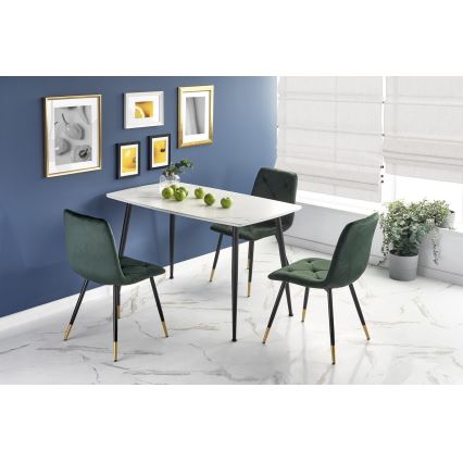 Mesa de comedor ALARA, acabado mármol blanco/negro
