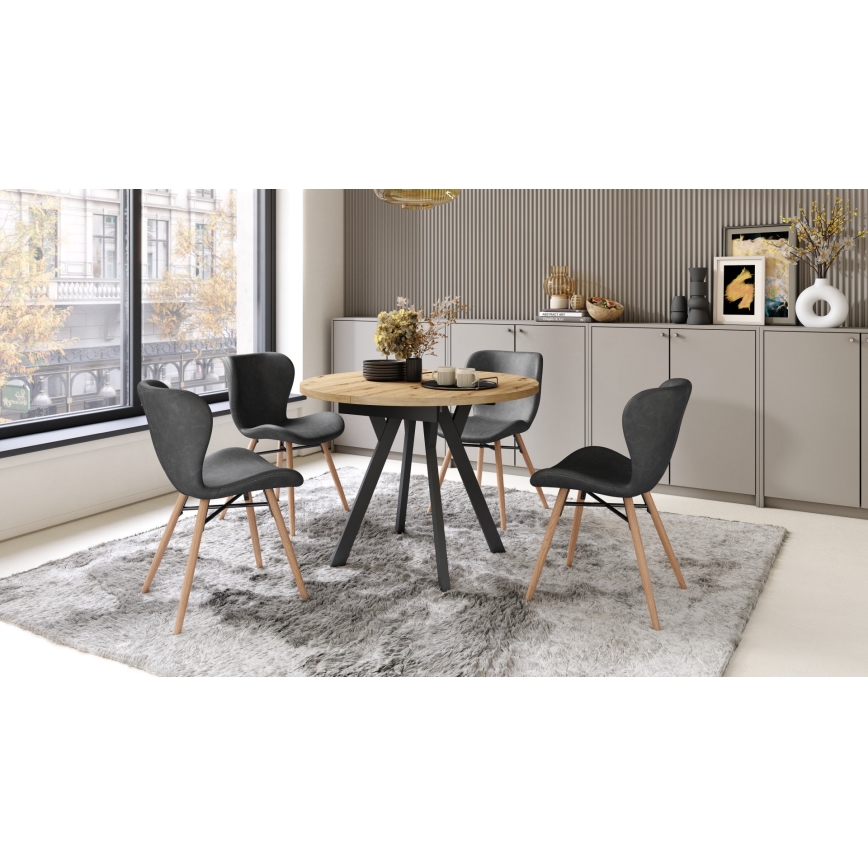 Mesa de comedor ARTUR roble artisan/negro