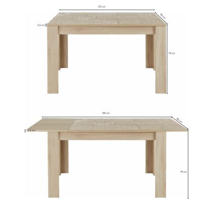 Mesa de comedor extensible ARIA roble Sonoma