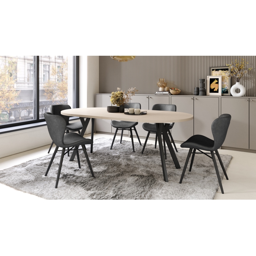 Mesa de comedor extensible ARTUR beige/negro