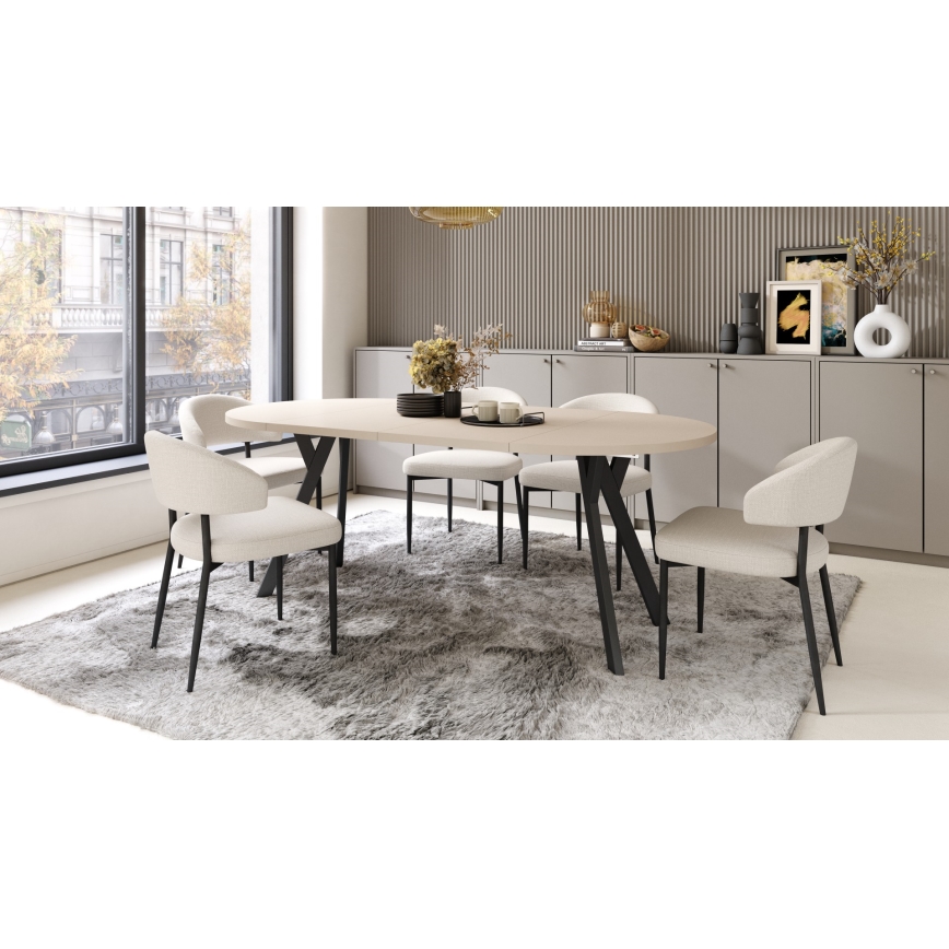 Mesa de comedor extensible ARTUR beige/negro