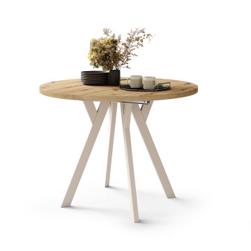Mesa de comedor extensible ARTUR, roble artesano/beige