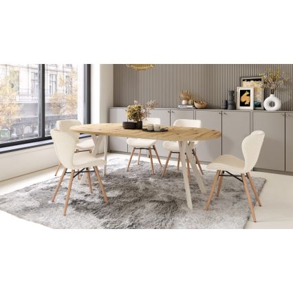 Mesa de comedor extensible ARTUR, roble artesano/beige