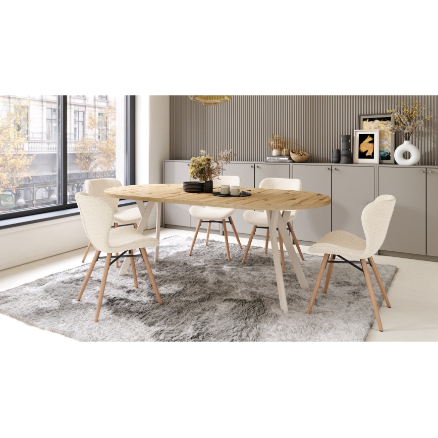 Mesa de comedor extensible ARTUR, roble artesano/beige