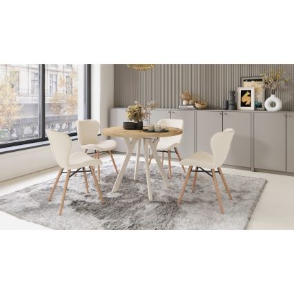 Mesa de comedor extensible ARTUR, roble artesano/beige